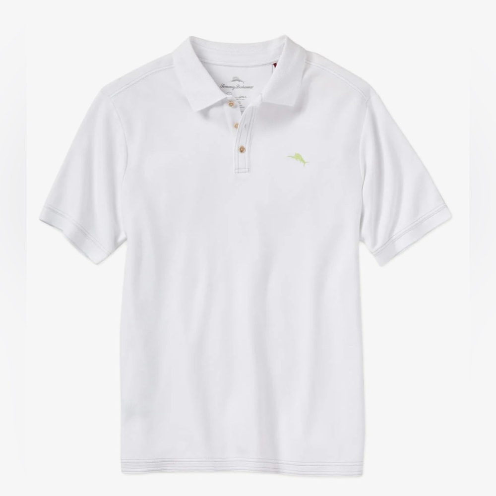 Tommy Bahama Emfielder Supima White Tech Polo Shirt Size 3XT - Picture 1 of 4